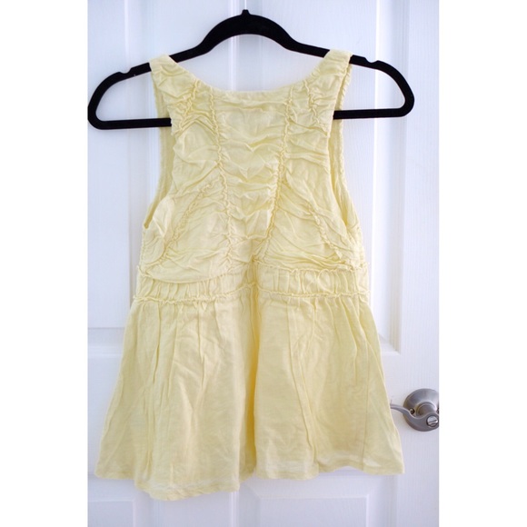 Anthropologie | Yellow Ruched Baby Doll Tank Top - Picture 2 of 2